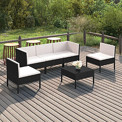 vidaXL Salon de jardin 6 pcs avec coussins résine tressée noir