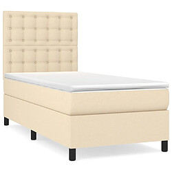 Maison Chic Lit Adulte - Lit simple Lit à sommier tapissier avec matelas moelleux - Meuble de Chambre - Crème 100x200 cm Tissu -MN54463