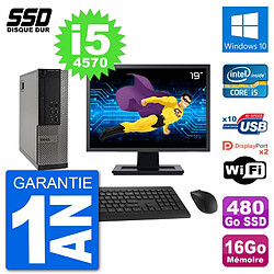 PC Dell 7020 SFF Ecran 19" Intel i5-4570 RAM 16Go SSD 480Go Windows 10 Wifi - Occasion