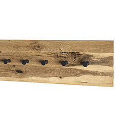 Acheter Pegane Garderobe murale, Patère murale en bois coloris chêne huilé et métal noir - longueur 80 x profondeur 6 x hauteur 20 cm