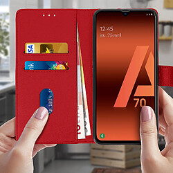 Avis Avizar Housse Samsung Galaxy A70 Étui Portefeuille Support Stand Rouge