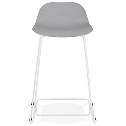 Avis Alterego Tabouret snack mi-hauteur 'BABYLOS MINI' gris avec pieds en métal blanc