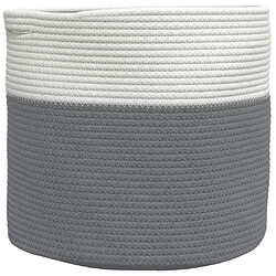 vidaXL Panier de rangement gris et blanc Ø40x35 cm coton