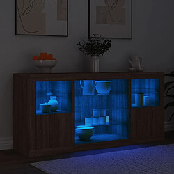 Acheter Maison Chic Commode Buffet - Meuble de rangement avec lumières LED chêne marron 142,5x37x67 cm -GKD31468