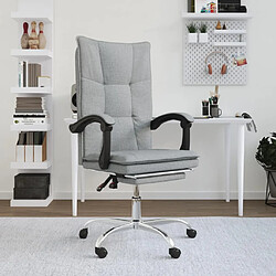 vidaXL Fauteuil inclinable de bureau Gris clair Tissu