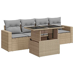 vidaXL Salon de jardin avec coussins 5 pcs beige résine tressée