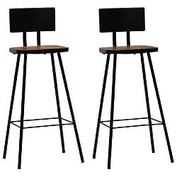 vidaXL Tabourets de bar lot de 2 bois massif de récupération 