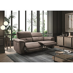 Pegane Canapé de 3 places (2 relax électriques) en tissu New Nobuck couleur Gris foncé - Longueur 202 x Profondeur 92 x Hauteur 98 cm