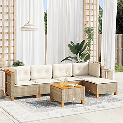 vidaXL Salon de jardin avec coussins 6 pcs beige résine tressée