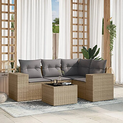 Maison Chic Salon de jardin avec coussins 5 pcs | Ensemble de Table et chaises | Mobilier d'Extérieur beige résine tressée -GKD67206