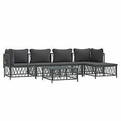 Avis Maison Chic Salon de jardin 6 pcs avec coussins - Table et chaises d'extérieur - Mobilier/Meubles de jardin Moderne anthracite acier -MN22819