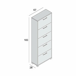 Inside 75 Meuble à chaussures MILA blanc 5 portes