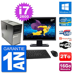 PC Tour Dell 7010 Ecran 27" Intel i7-2600 RAM 16Go Disque 2To Windows 10 Wifi - Occasion