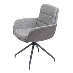 Avis Decoshop26 Chaise de salle à manger fauteuil pivotant avec accoudoirs en tissu gris foncé 04_0006334