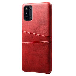 Coque en TPU + PU avec double porte-cartes rouge pour votre Samsung Galaxy F52 5G