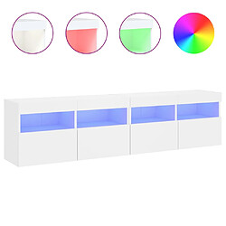 vidaXL Meubles TV muraux avec lumières LED 2 pcs blanc 80x30x40 cm