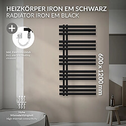 LuxeBath Iron EM Radiateur sèche-serviettes salle de bain en acier noir mat 600x1200 mm