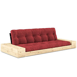 Inside 75 Canapé lit futon BASE rouge couchage 130cm dossiers noirs et accoudoirs coffres