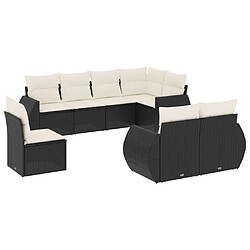 Maison Chic Ensemble Tables et chaises d'extérieur 8 pcs avec coussins,Salon de jardin noir résine tressée -GKD852202