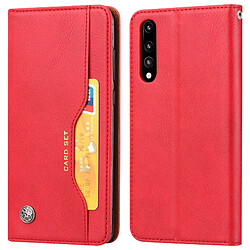 Avizar Etui Folio Huawei P20 Pro Housse Clapet Cuir Porte-cartes Fonction Stand - Rouge