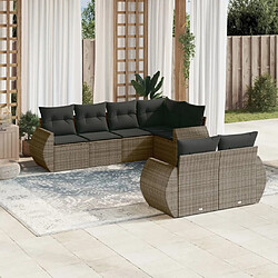 Maison Chic Salon de jardin avec coussins 7 pcs | Ensemble de Table et chaises | Mobilier d'Extérieur gris résine tressée -GKD48201