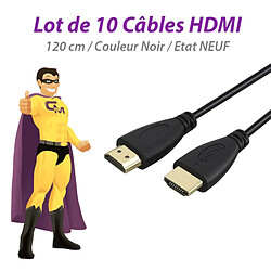 Lot x10 Câbles Adaptateurs HDMI Mâle vers HDMI Mâle 120cm Noir NEUFS - Occasion