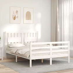 Avis Maison Chic Cadre/structure de lit avec tête de lit pour adulte - Lit Moderne Chambre blanc petit double bois massif -MN51136