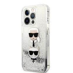 Karl Lagerfeld KLHCP13LKICGLS Coque de protection pour iPhone 13 Pro / 13 6,1' Argent liquide Karl&Choupette Head