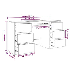 vidaXL Bureau Chêne fumé 140x50x77 cm Bois d'ingénierie pas cher