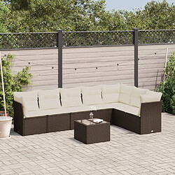 vidaXL Salon de jardin 8 pcs avec coussins marron résine tressée