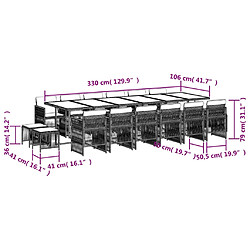 vidaXL Ensemble à manger de jardin et coussins 17 pcs gris clair rotin pas cher