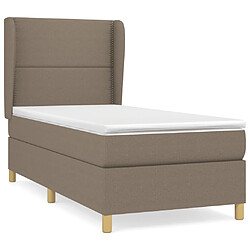 vidaXL Sommier à lattes de lit avec matelas Taupe 90x200 cm Tissu