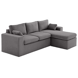 Lisa Design Calgary - canapé d'angle déhoussable et modulable 3 places + 1 pouf en velours