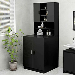 Maison Chic Meuble rangement de salle de bain | Meuble pour machine à laver | Armoire murale de bain Noir 70,5x25,5x90 cm -GKD33867