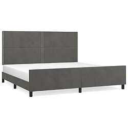 Maison Chic Lit adulte - Cadre Structure de lit avec tête de lit Contemporain Gris foncé 200x200 cm Velours -MN84889