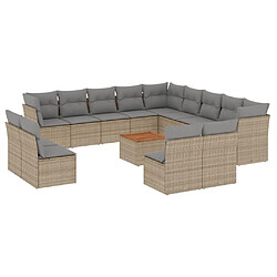 Maison Chic Salon de jardin avec coussins 14 pcs | Ensemble de Table et chaises | Mobilier d'Extérieur beige résine tressée -GKD97585