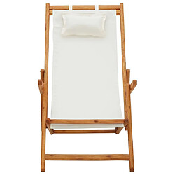 Maison Chic Chaise pliable de plage pour relaxBois d'eucalyptus solide et tissu Crème -GKD51973