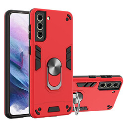 Coque en TPU antichoc avec béquille à anneau rotatif rouge pour votre Samsung Galaxy S21 + 5G