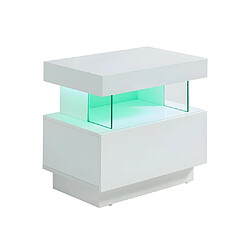 Avis Vente-Unique Table de chevet 1 tiroir et 1 niche - Avec LEDs - MDF - Blanc laqué - FABIO II