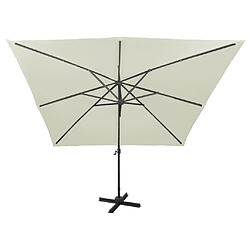 Avis ComfortXL Parasol Déporté Avec Mât Et Lumières LED Sable 300 Cm