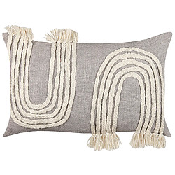 Beliani Coussin OCIMUM Coton 55 x 35 cm Géométrique Touffeté Gris