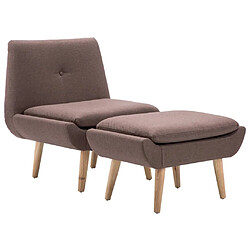 vidaXL Fauteuil sans accoudoirs avec repose-pied marron tissu