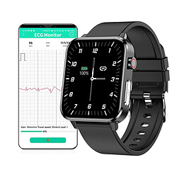 Chrono Montre Connectée ECG, IP68 étanche Fitness Trackers avec température corporelle, moniteur d'activité à écran tactile 1,7 pouces avec fréquence cardiaque SPO2 podomètre tension artérielle moniteur de sommeil(noir)