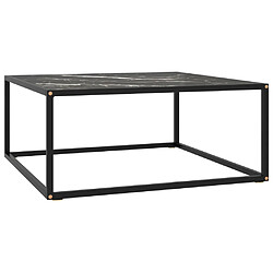 vidaXL Table basse Noir avec verre marbre noir 80x80x35 cm