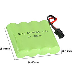 Batterie Ni-Cd rechargeable 4.8V 1800mAh pour voiture RC | Dimensions 60x51x15mm, Poids 80g | Compatible avec SHARKOOL, Doulbe E, SIMREX A130, Vert