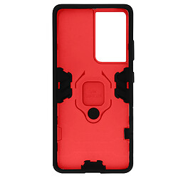 Avizar Coque Samsung S21 Ultra Hybride Antichoc Bague Métallique Support Vidéo rouge