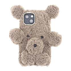 Coque en TPU Poupée peluche ours poilu 3D, anti-chute marron pour votre Apple iPhone 13 6.1 pouces