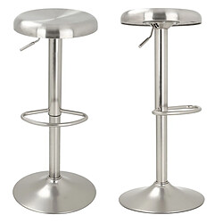 Rendez Vous Deco Tabouret de bar Silver 60/82 cm (lot de 2)