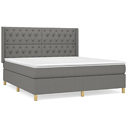 vidaXL Sommier à lattes de lit avec matelas Gris foncé 160x200cm Tissu