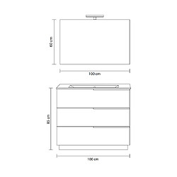 Acheter Kiamami Valentina MEUBLE DE SALLE DE BAIN SUR PIED 100CM GRIS AVEC LAVABO, MIROIR 100X60 | NEW YORK